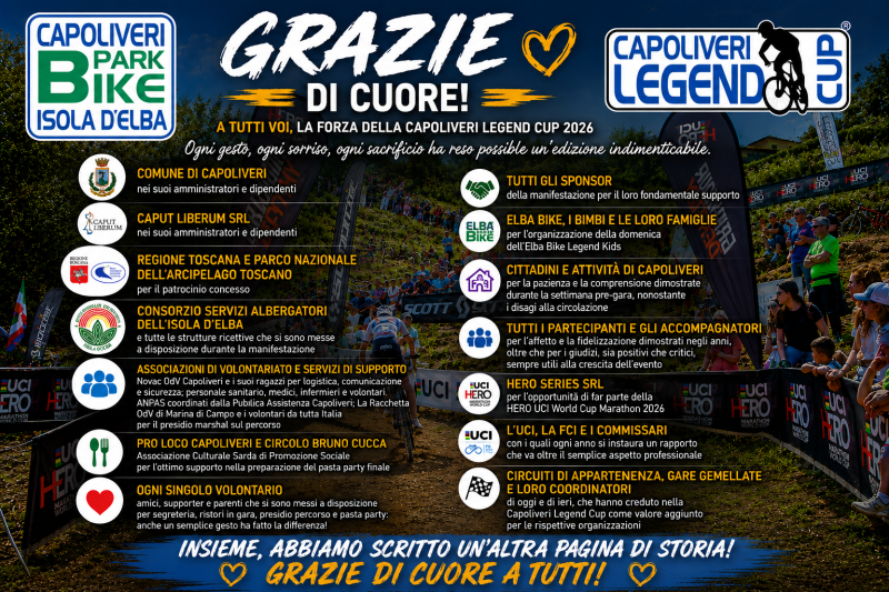 L’ASD Capoliveri Bike Park ringrazia tutti per il grande successo della Capoliveri Legend Cup